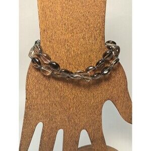 NEW Peyote Bird Smoky Quartz Gemstone Two Strand Beaded Bracelet 7"